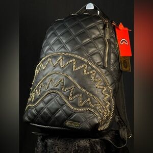 SPRAYGROUND Black Quilted Backpack with Gold Accents.  NWT.  LIMITED EDITION.